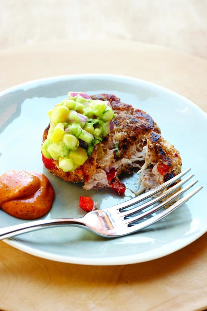 crab cakes with corn salsa