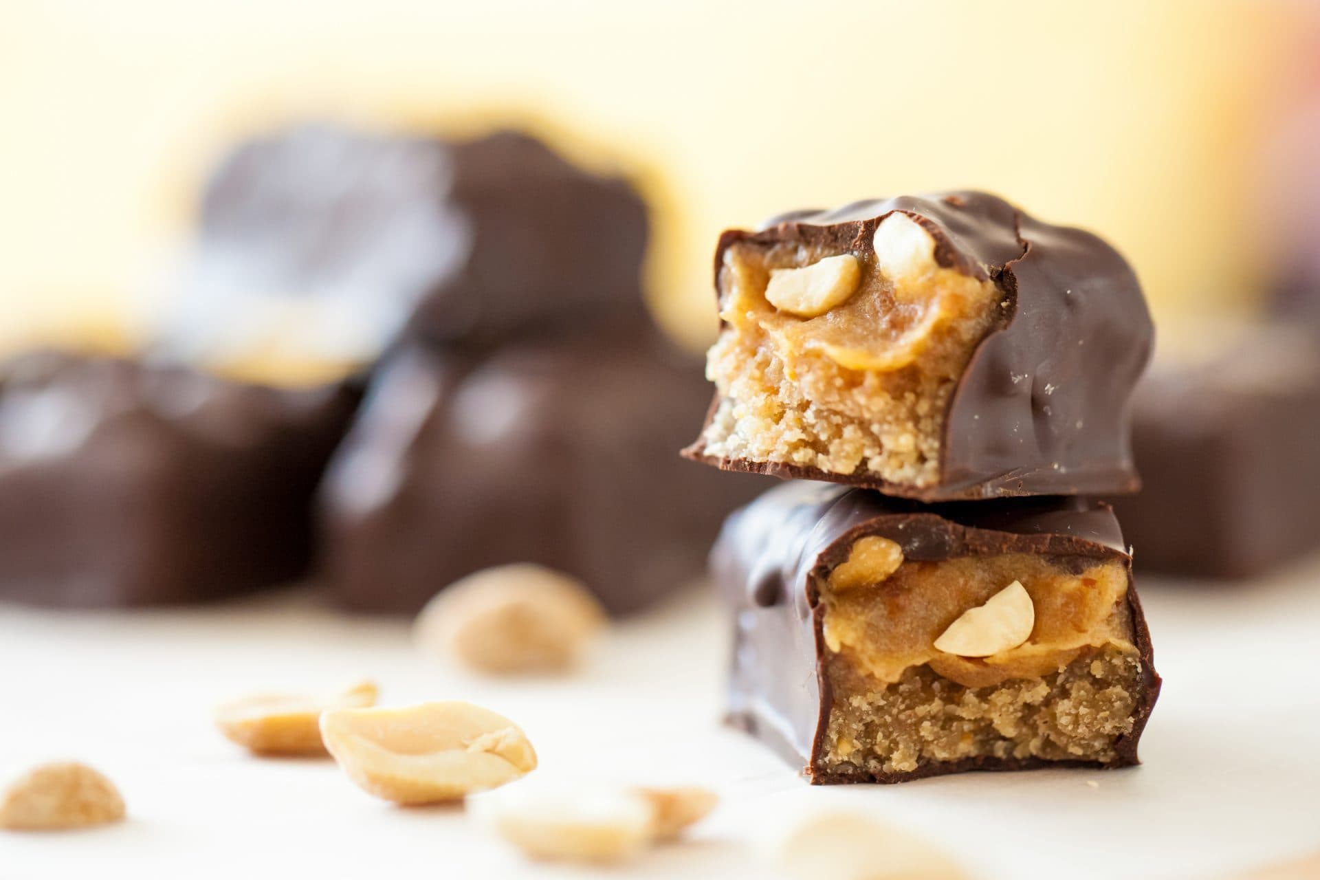 vegan snickers bar with peanuts